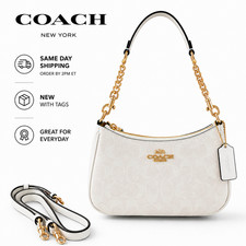 NEW Coach Teri Shoulder & Crossbody Bag CA548 White Canvas Leather Purse picture