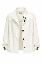 Eileen Fisher White Button-Up Jacket with Dark Brown Buttons XL picture