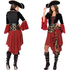 Women’s Pirate Costume Red Halloween Cosplay Party Outfit Adult M L XL XXL picture