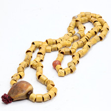 19thC Antique Tibet Buddhist 108 Dakini Bone Rosary Mala Kapala Guru Bead picture