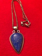 Gorgeous Real Lapis Lazuli teardrop stone pendant. picture