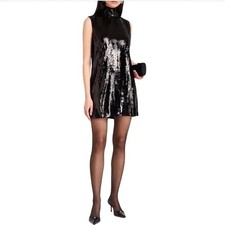 NWT Theory Sheath Funnel Neck Black Sequin Dress / Size 2 / MSRP $425 / Gorgeous picture