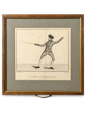 Antique 18th-Century Fencing Engraving Collection Framed Prints picture