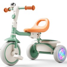 Besrey Toddler Tricycle with Flash Wheels,Kids Trike Bike for Girls/Boys,Green picture