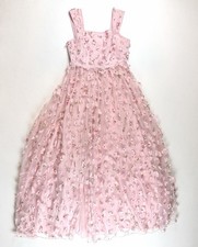Shein Girls Teen 13Y Pink 3D Floral Tulle Ball Gown Formal Dress Side Slit picture
