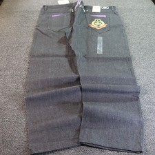 Beat&Rhythm Baggy Jeans Mens 46x31 Black Raw Denim Embroidered NWT Y2k Hip Hop picture