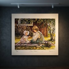 Signed Numbered Rare Barn Kittens Art Print #108/950 by Trisha Romance 19x16 COA picture