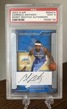2003-04 FLAIR SWEET SWATCH Auto CARMELO ANTHONY ROOKIE RC #/271 PSA 9 RARE POP 5 picture