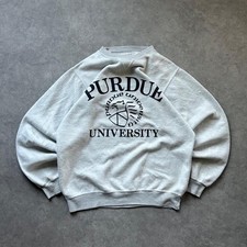 Vintage 90s Purdue University Crewneck Sweatshirt Gear For Sports Grey Mens M picture