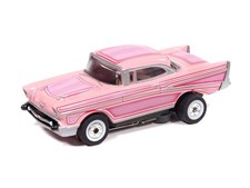 Auto World SC434-3P Thunderjet 1957 Chevrolet Bel Air Lowrider HO Slot Car Pink picture