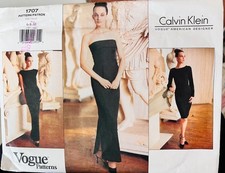Vogue Sewing Pattern American Designer CALVIN KLEIN Sz 6 8 10 Vintage #1707 GOWN picture