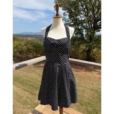 IXIA Vintage Inspired Rockabilly Retro 50s Polka Dot Halter Dress Women’s Size L picture