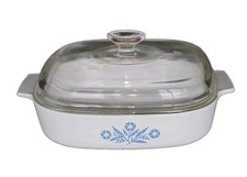 1972 A-10 Pyrex Corning Ware Blue Cornflower Casserole and A-12C Lid Orig. Owner picture