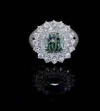 6.65CTW Fancy Green Cushion Lab Grown Diamond Ring,Engagement Ring IGI Certified picture