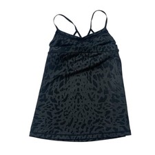 Lululemon Just Breathe Tank Top Animal Print Deep Coal Black Sz 6 Women Athletic picture