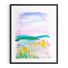 Original Abstract Landscape 9x12 Sunflowers Painting Colorful Paper Wall Art picture