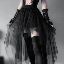 Fashion Net Yarn High-Waisted Irregular Skirt for Women Gothic Style Summer Casu picture