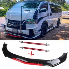 For Toyota Hiace 06-25 Front Bumper Lip Splitter Spoiler Body Kit + Strut Rods picture