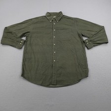 LL Bean Shirt Mens Large Green Corduroy Cord Button Down Long Sleeve Casual Work picture
