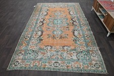 Oushak 6x10,Turkish Rug,vintage,anatolian,ORANGE,kilim,Bohemian,handmade,wool picture