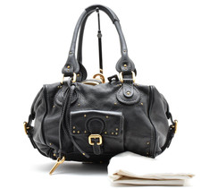 Chloe [Rank AA] Paddington Hand Bag Shoulder Purse Black Leather Gold Authentic picture