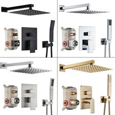 Shower Faucet Set w/Mixer Valve Kit Rainfall Shower Head Combo System Wall Mount picture