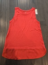 Loft Sleeveless Tunic Top W/ a Sheer Chiffon Hem NWT. Small Petite picture
