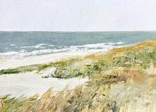 5x7 Original Oil Landscape Painting Seascape Impressionist Beach Dunes Signed picture