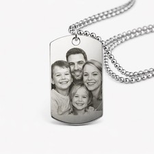 Personalized Photo Engraved Dog Tag Necklace – Custom Picture Pendant. picture