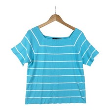 New Dialogue Striped Square Neck Blouse size Large Blue/White picture