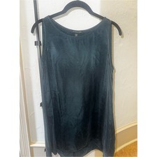 Eileen Fisher Sleeveless 100% Cupro Tank Tunic in Dark Teal-Blue picture