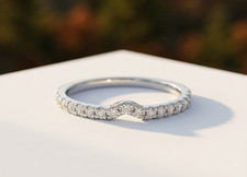 14K White Gold 0.30CT Lab Created Diamond Curved Pave Women's Wedding Ring Band picture