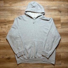 Vintage Nike Hoodie Men XL Gray Center Swoosh Embroidery Pullover Sweatshirt Y2K picture