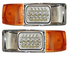 1992 1993 1994 International 4300 4700 4900 New Signal LED Chrome Headlight PAIR picture