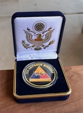 U.S. Army 1st Armored Division Challenge Coin in Blue Velvet Case ·FAST SHIPPING picture