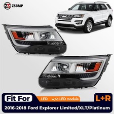 For 2016-2018 Ford Explorer Limited/Platinum/XLT Headlights w/ LED DRL Pair picture