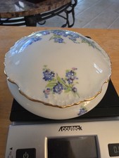 Vintage Chamart Limoges France Porcelain Covered Bowl Lidded Box Forget Me Nots picture