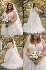 New Oleg Cassini Ivory Wedding Dress Size 24 Never Worn with Tags picture