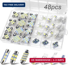 48Pcs Led Interior Car Lights Kit, 6500K White Interior Bulbs Replacement (194 T picture