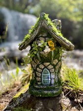 OOAK Hand Sculpted Fairy House Concrete Garden Sculpture Handmade Cottage picture