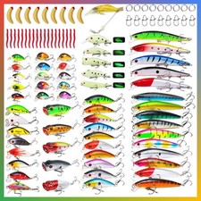 Fishing Lures Kit 105pcs Mixed Hard Soft Baits Saltwater Freshwater Trout Bass T picture