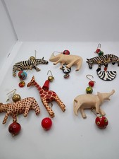 Hand-carved African Safari Animals Wooden Ornaments 6 picture
