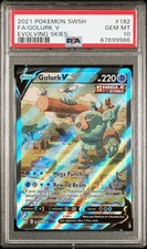 Pokemon 2021 Evolving Skies Golurk V 182/203 Alt Full Art Holo PSA 10 picture