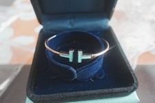 NEW 18k gold and TurquoiseTffanyCoTwire bracelet 6.5” picture