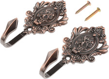 Curtain Tiebacks Small Lightweight Hooks, Vintage Red Copper Rose Pattern picture