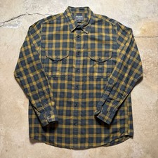 Filson Alaskan Guide Shirt Men's Large Black/Yellow Plaid Button Up Long Sleeve picture