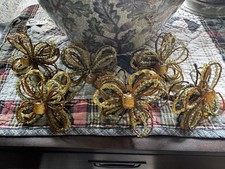 Pier One Bohemian Beaded Floral Napkin Rings Set of 6  Autumn Colors picture