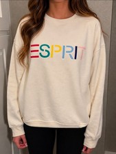 Esprit NWT Women's Logo 80's Crewneck Viral - Cream, Blue, Green XS S M L XL XXL picture