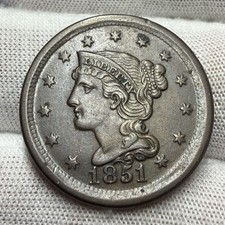 1851 Braided Hair Large Cent receive coin pictured see description #6135 picture
