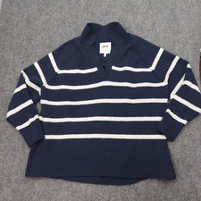 Aerie Sweater Womens XL Blue White Striped Oversized Cozy Soft V Neck Collar picture